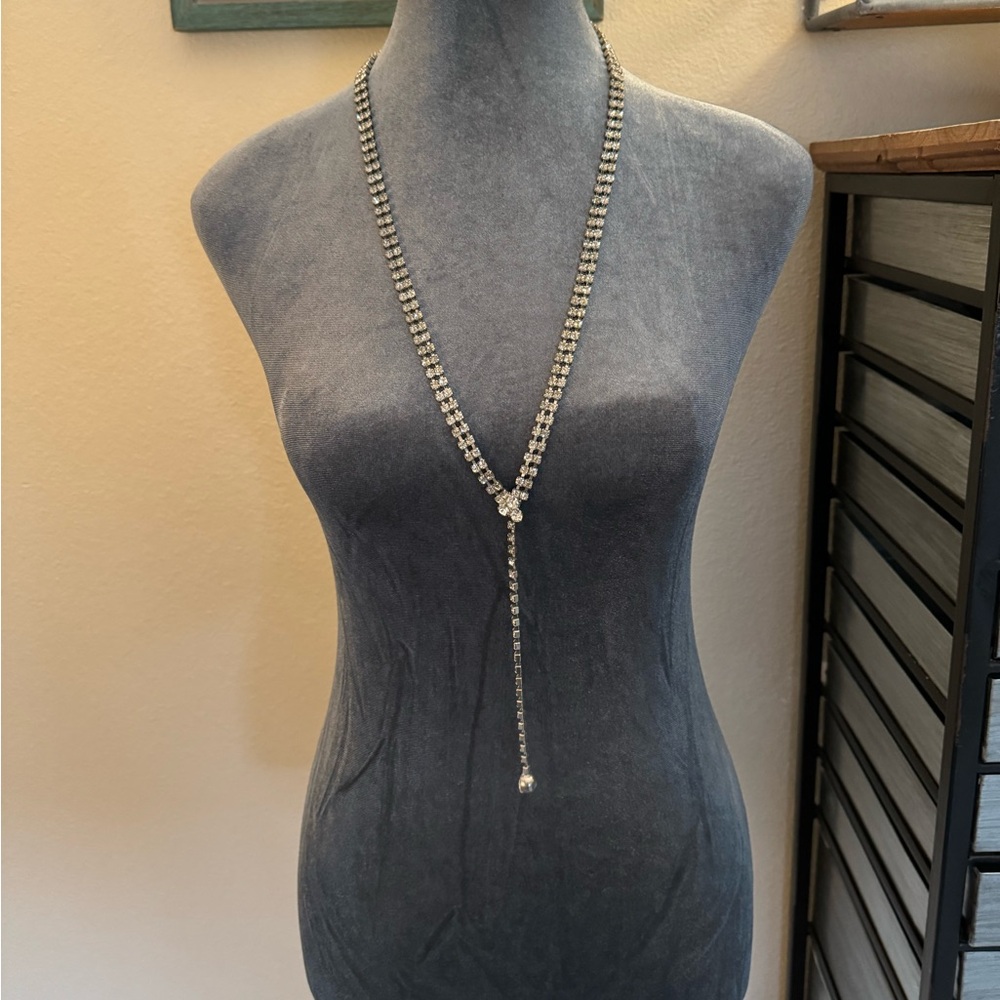 Vintage Rhinestone Lariat Necklace